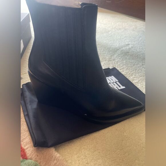 The Kooples Black Leather Wedge Boots - Picture 4 of 5